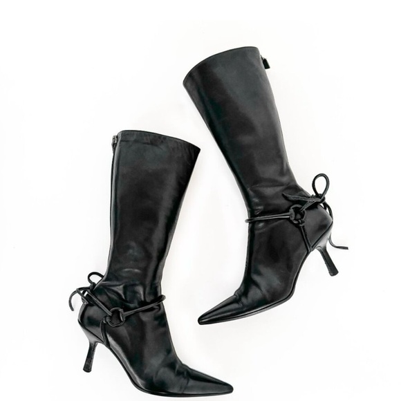 TOM FORD GUCCI BLACK HORSE-BIT TIE BOOTS - Picture 5 of 7